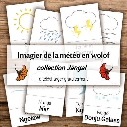 Carte de Vocabulaire de la météo jàww en wolof - collection Jàngal