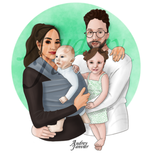 illustration Portrait Famille portage