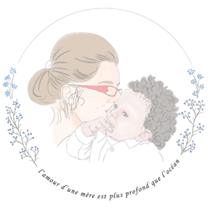 illustration Portrait  maman enfant bebe