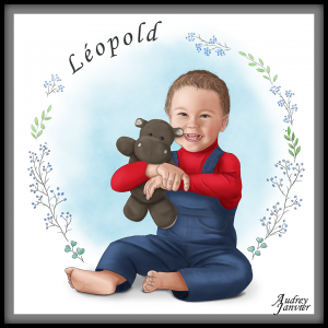 Portrait illustré Enfant et doudou 